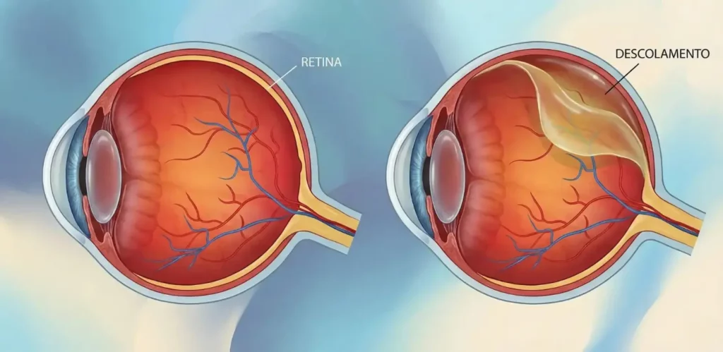 representação de um descolamento de retina